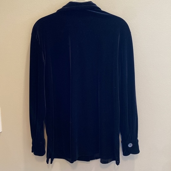 Max Studio Velvet Cardigan Shirt Tunic L/S Cuffs Large Mother Of Pearl Button SP - Picture 6 of 7